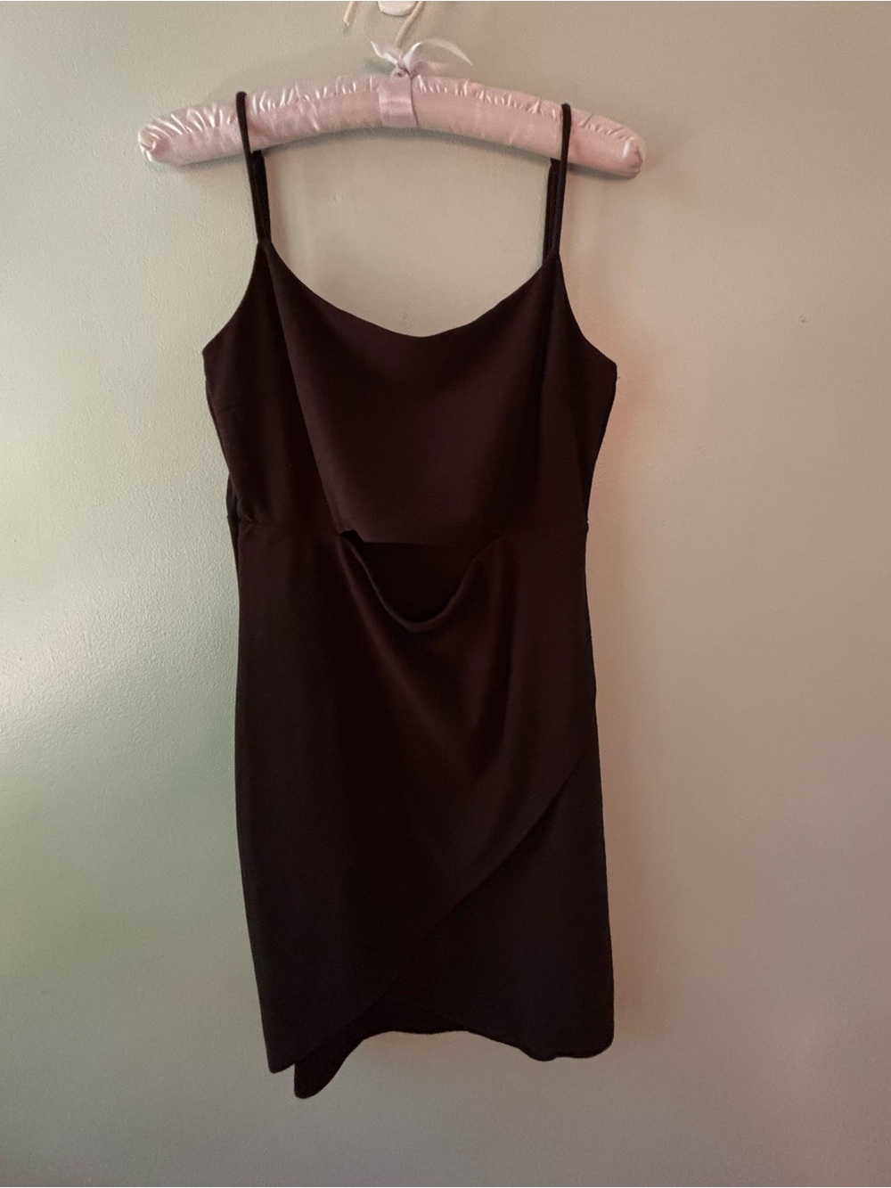 Black Mini Dress Spaghetti Strap Front Keyhole Large